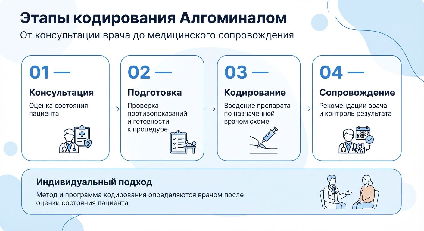 Кодирование препаратом «Алгоминал» в Новороссийске инфографика